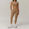 Casual Short-Sleeved Sports Tee Set for Gym and Yoga
