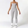 Seamless Yoga Workout Set with Long Sleeve Crop Top and High Waist Leggings