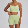 Yoga Set with Long Sleeve Top and High Waist Bell-Bottoms